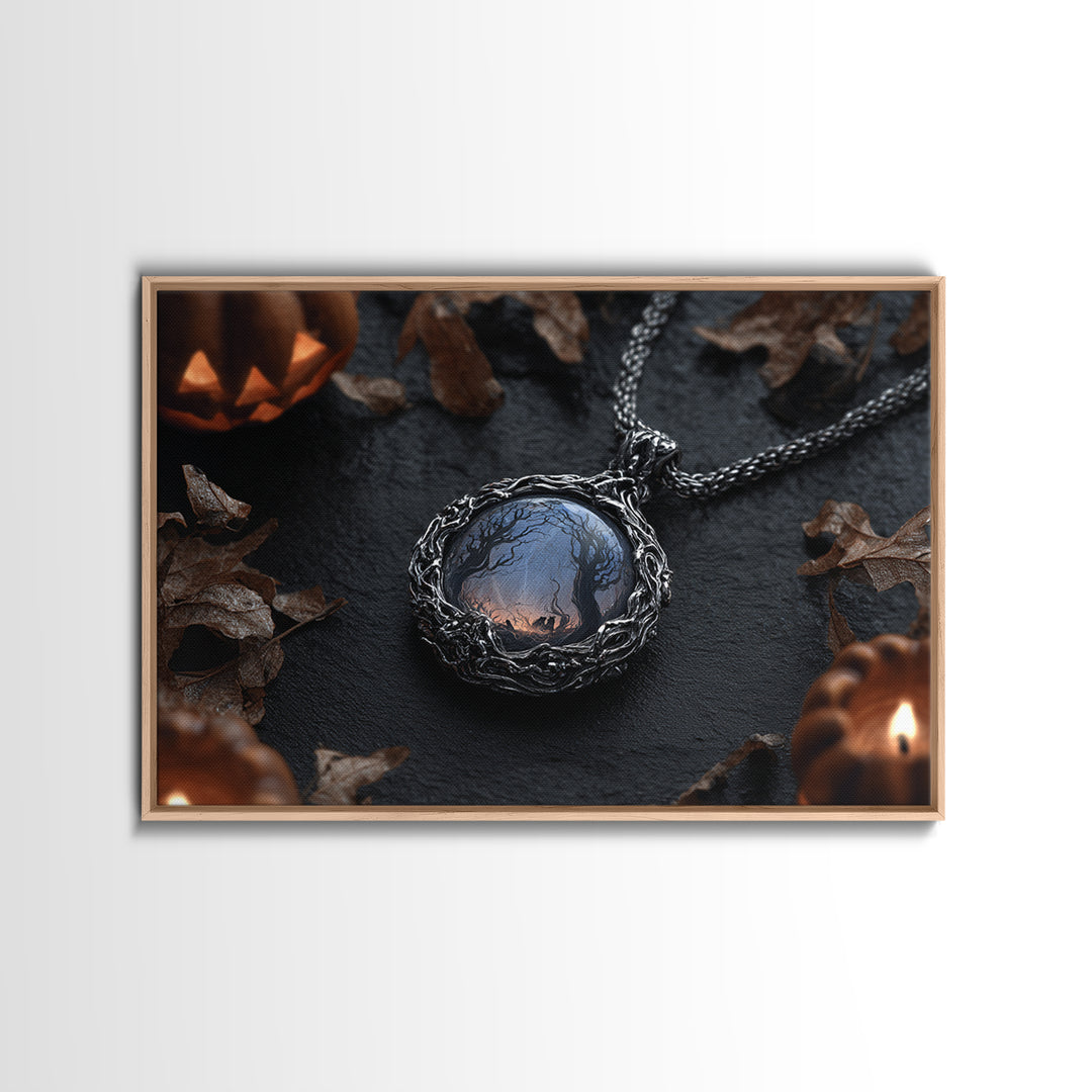 The Moonstone Amulet, Landscape Wall Art, Dark Halloween Decor, Canvas Print, Halloween Wall Decor, Gothic Home Decor, Statement Wall Art