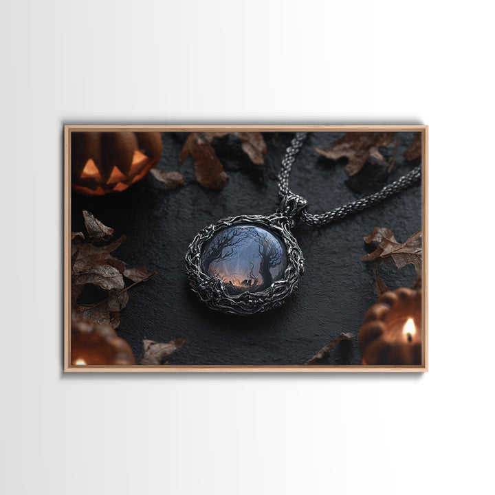 The Moonstone Amulet, Landscape Wall Art, Dark Halloween Decor, Canvas Print, Halloween Wall Decor, Gothic Home Decor, Statement Wall Art