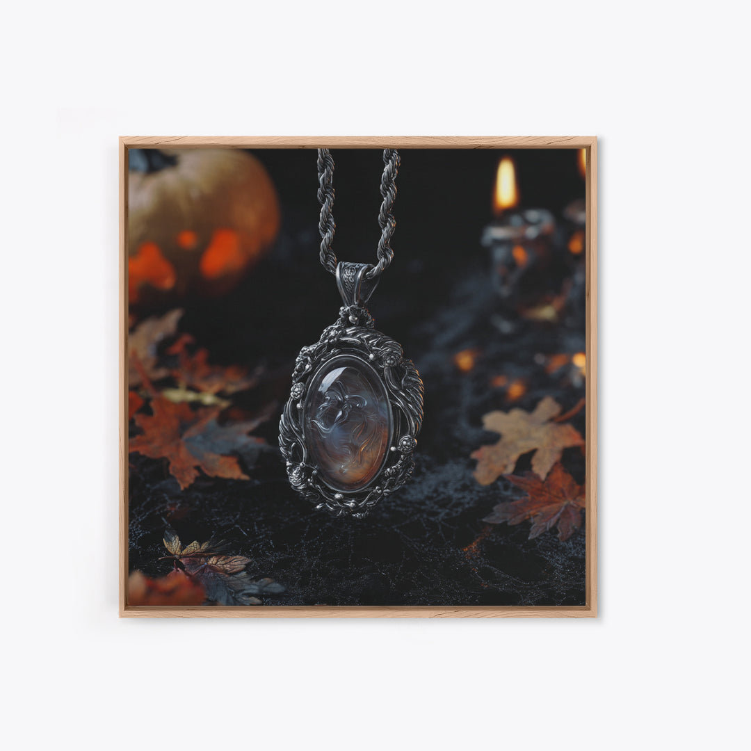 The Moonstone Amulet, Square Wall Art, Spooky Home Decor, Canvas Print, Halloween Wall Decor, Gothic Home Decor, Spooky Wall Decor