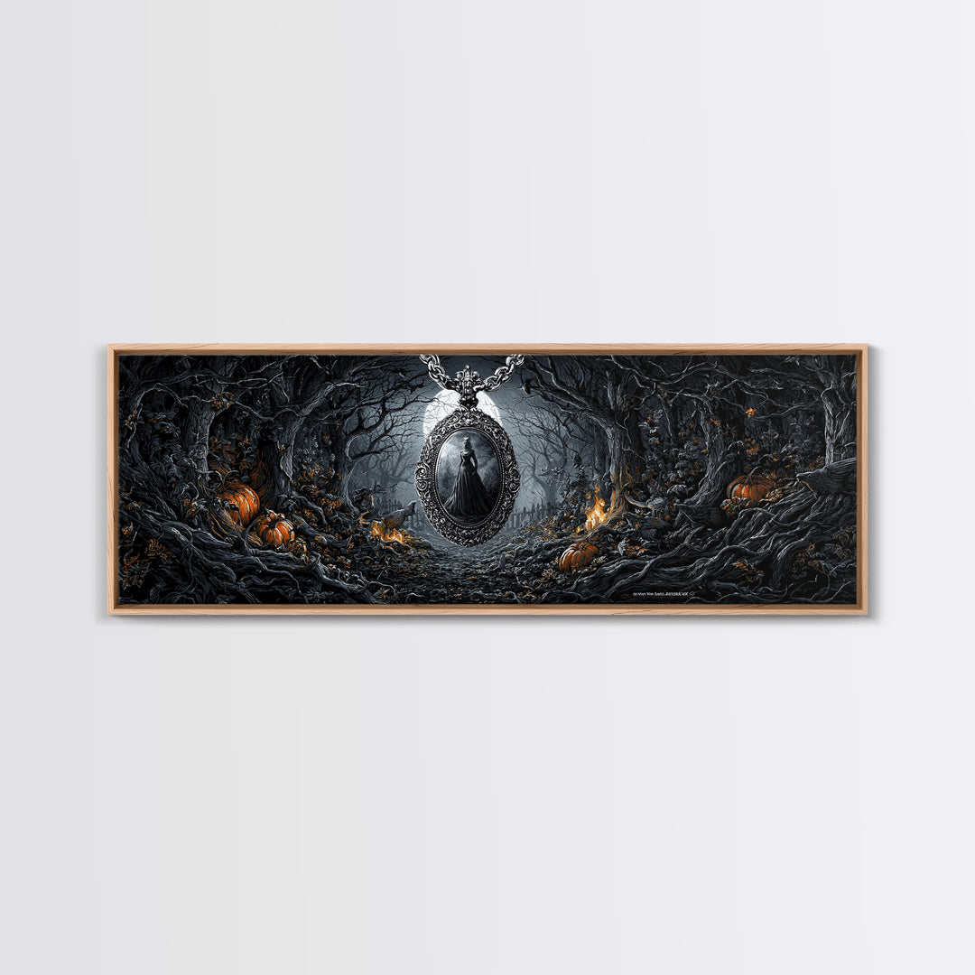 The Moonstone Amulet, Extra Wide Wall Art, Gothic Horror Wall Art, Framed Canvas Print, Halloween Wall Decor, Gothic Home Decor