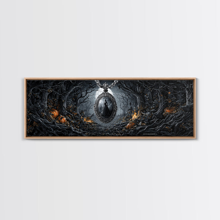 The Moonstone Amulet, Extra Wide Wall Art, Gothic Horror Wall Art, Framed Canvas Print, Halloween Wall Decor, Gothic Home Decor