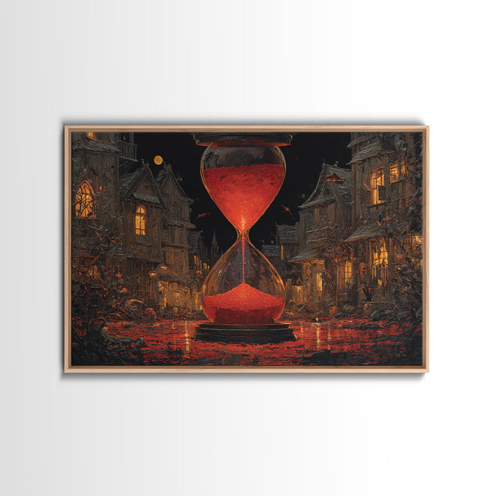 The Crimson Hourglass, Landscape Wall Art, Spooky Home Decor, Canvas Print, Halloween Wall Decor, Gothic Home Decor, Horror Wall Art