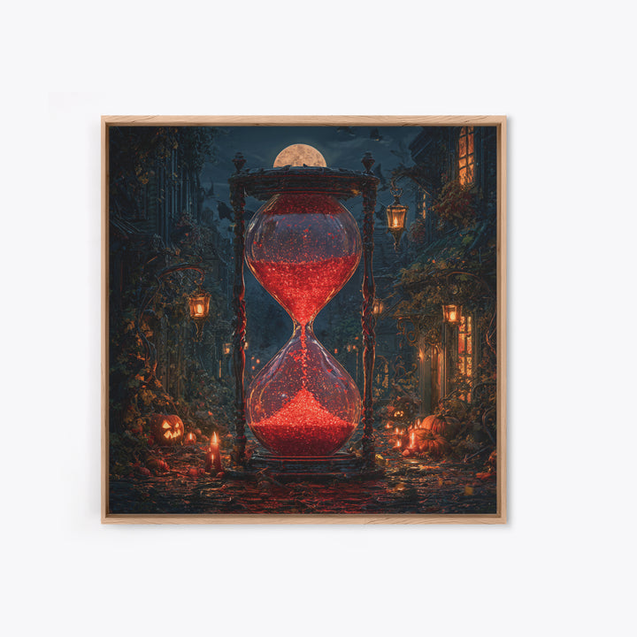 The Crimson Hourglass, Square Wall Art, Dark Halloween Decor, Canvas Print, Halloween Wall Decor, Gothic Home Decor, Horror Wall Art