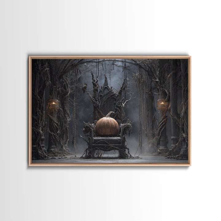 The Jack-O'-Lantern Throne, Landscape Wall Art, Dark Halloween Decor, Canvas Print, Halloween Wall Decor, Gothic Home Decor, Horror Wall Art