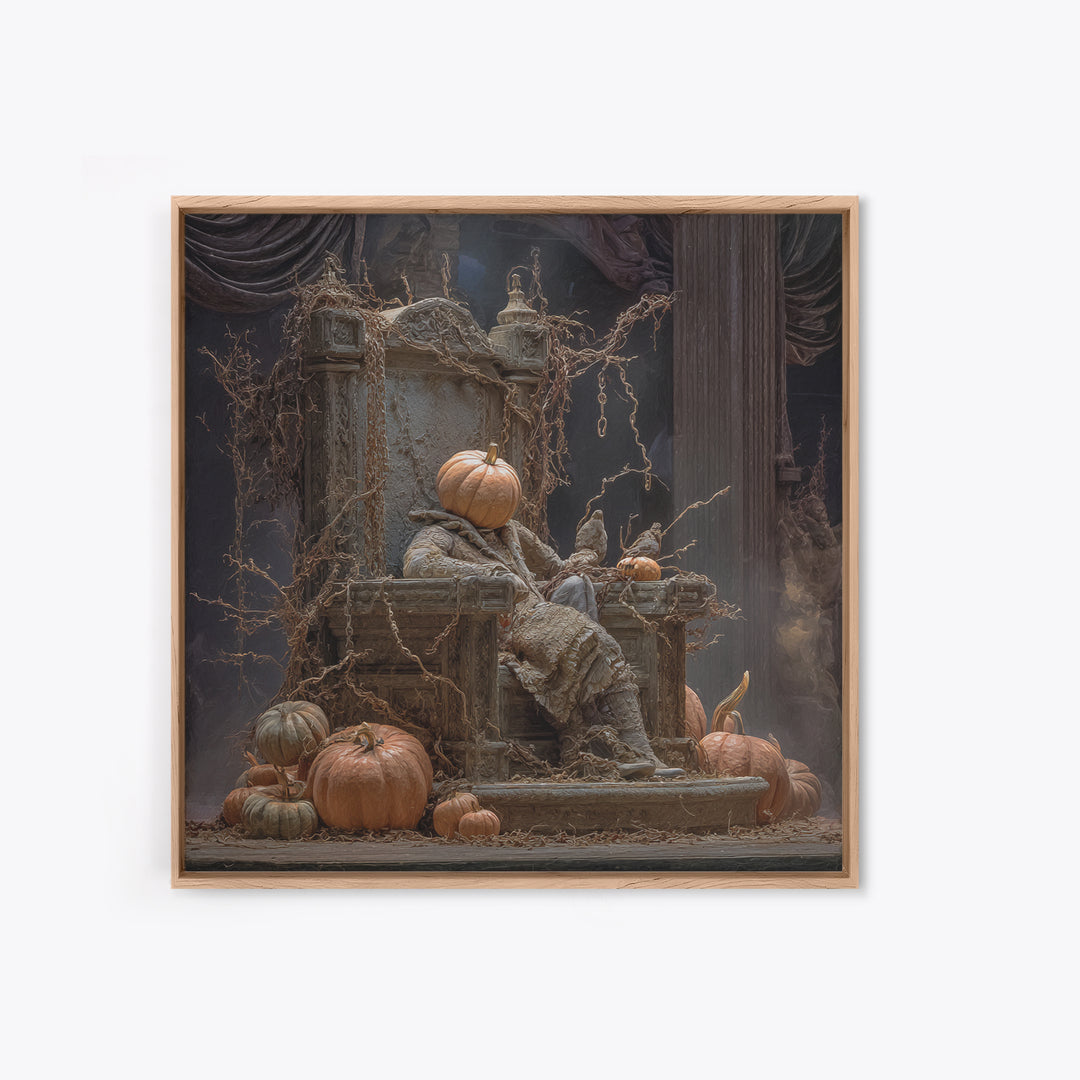 The Jack-O'-Lantern Throne, Square Wall Art, Dark Halloween Decor, Canvas Print, Halloween Wall Decor, Gothic Home Decor