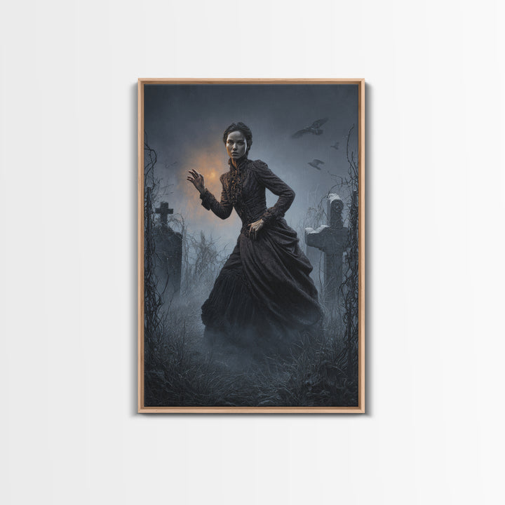 The Haunted Portrait, Vertical Wall Art, Macabre Wall Art, Framed Canvas Print, Halloween Wall Decor, Gothic Home Decor, Spooky Wall Decor