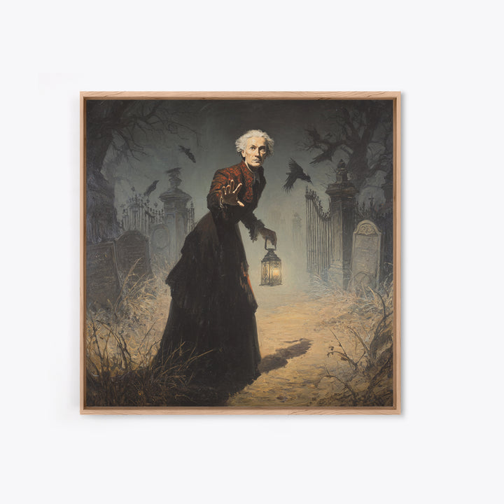 The Haunted Portrait, Square Wall Art, Spooky Home Decor, Canvas Print, Halloween Wall Decor, Gothic Home Decor, Spooky Wall Decor