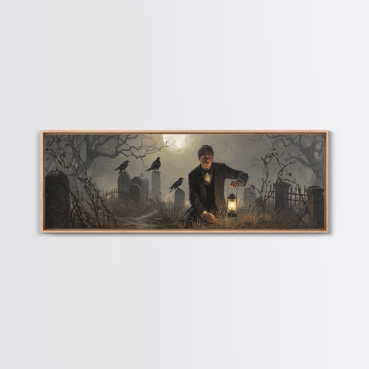 The Haunted Portrait, Extra Wide Wall Art, Gothic Horror Wall Art, Framed Canvas Print, Halloween Wall Decor, Gothic Home Decor
