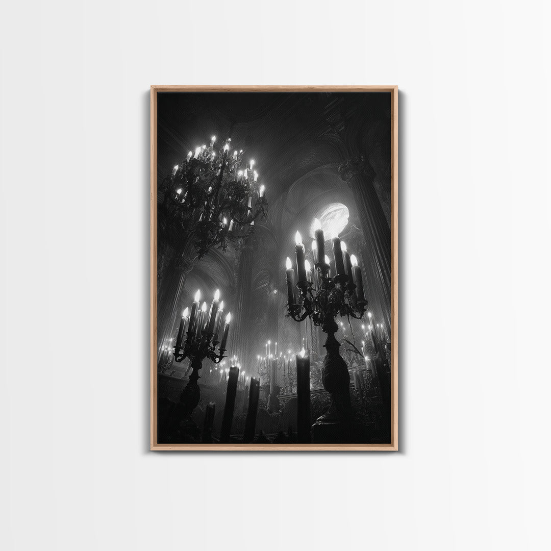 Monochrome Gothic Halloween, Vertical Wall Art, Dark Halloween Decor, Canvas Print, Halloween Wall Decor, Gothic Home Decor, Horror Wall Art