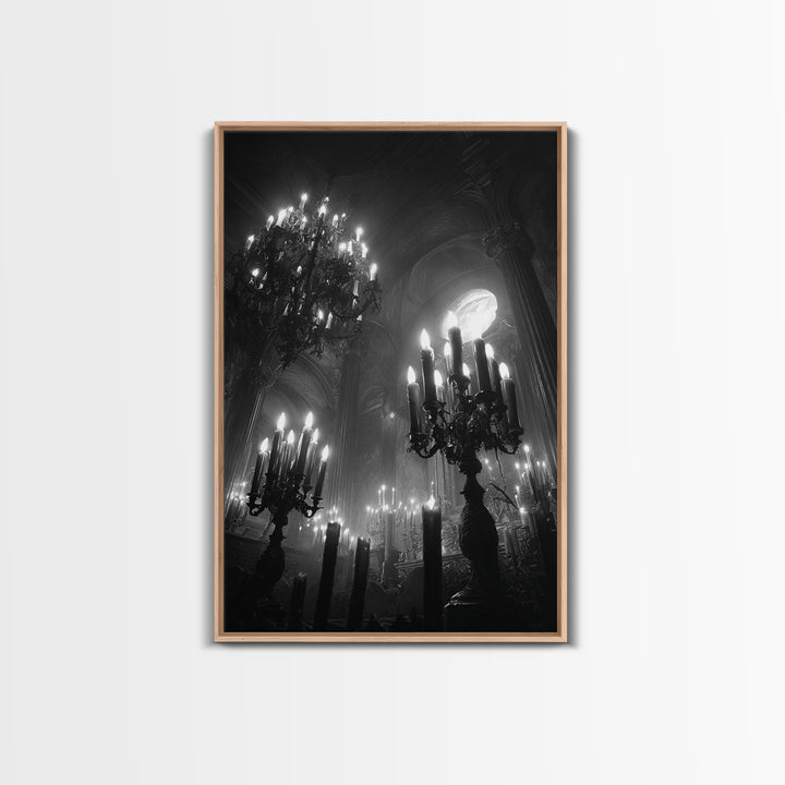 Monochrome Gothic Halloween, Vertical Wall Art, Dark Halloween Decor, Canvas Print, Halloween Wall Decor, Gothic Home Decor, Horror Wall Art