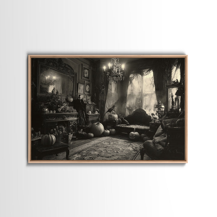 Monochrome Gothic Halloween, Landscape Wall Art, Spooky Home Decor, Canvas Print, Halloween Wall Decor, Gothic Home Decor, Spooky Wall Decor