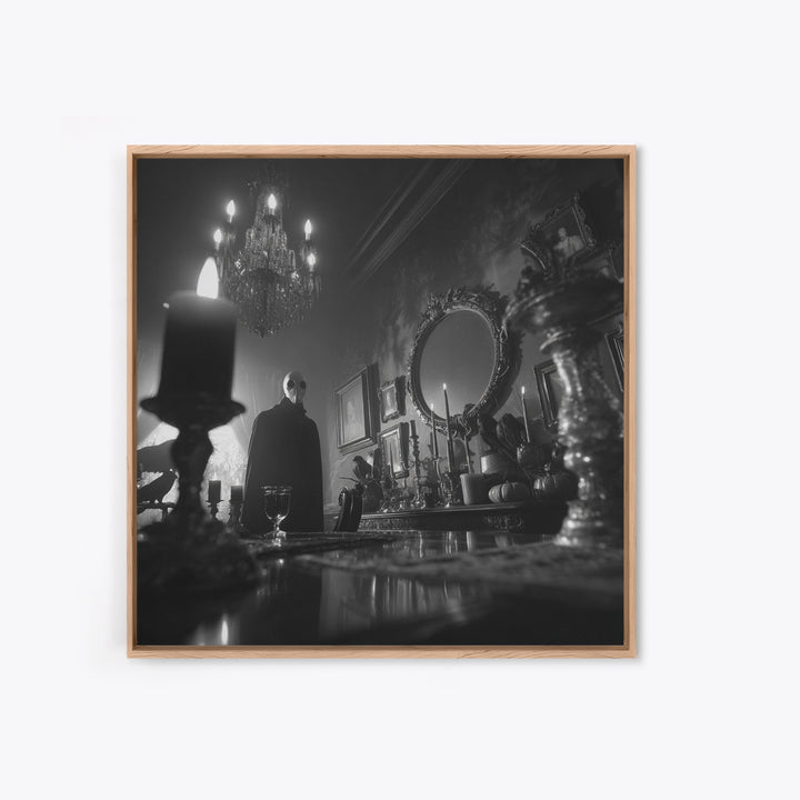 Monochrome Gothic Halloween, Square Wall Art, Macabre Wall Art, Framed Canvas Print, Halloween Wall Decor, Gothic Home Decor