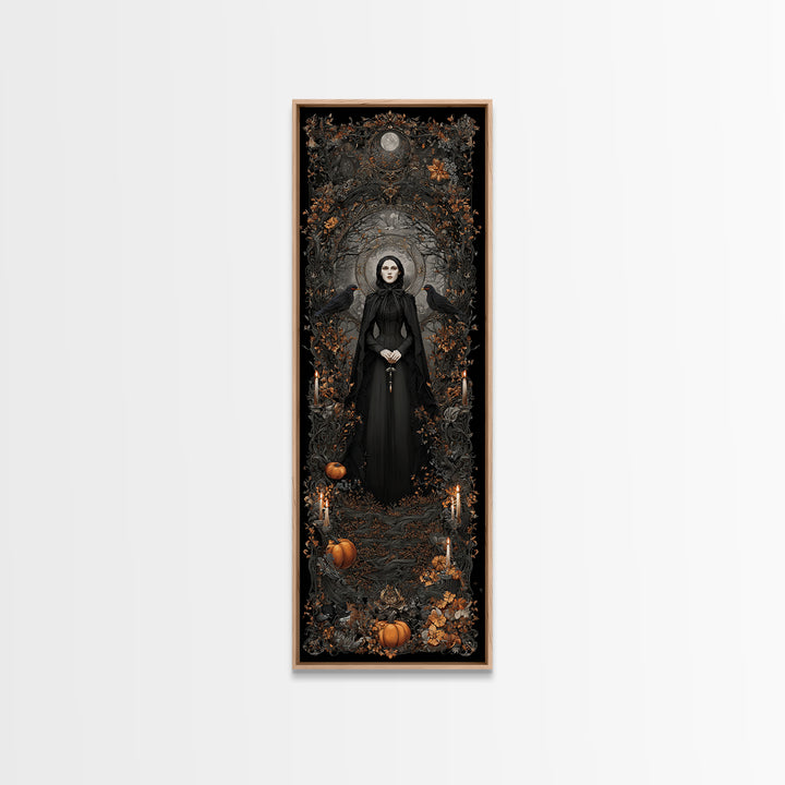 Victorian Mourning Halloween, Tall Narrow Wall Art, Gothic Horror Wall Art, Framed Canvas Print, Halloween Wall Decor, Gothic Home Decor