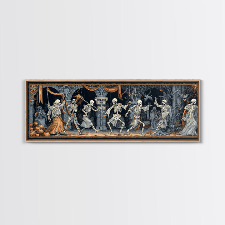 Medieval Danse Macabre, Extra Wide Wall Art, Spooky Home Decor, Canvas Print, Halloween Wall Decor, Gothic Home Decor