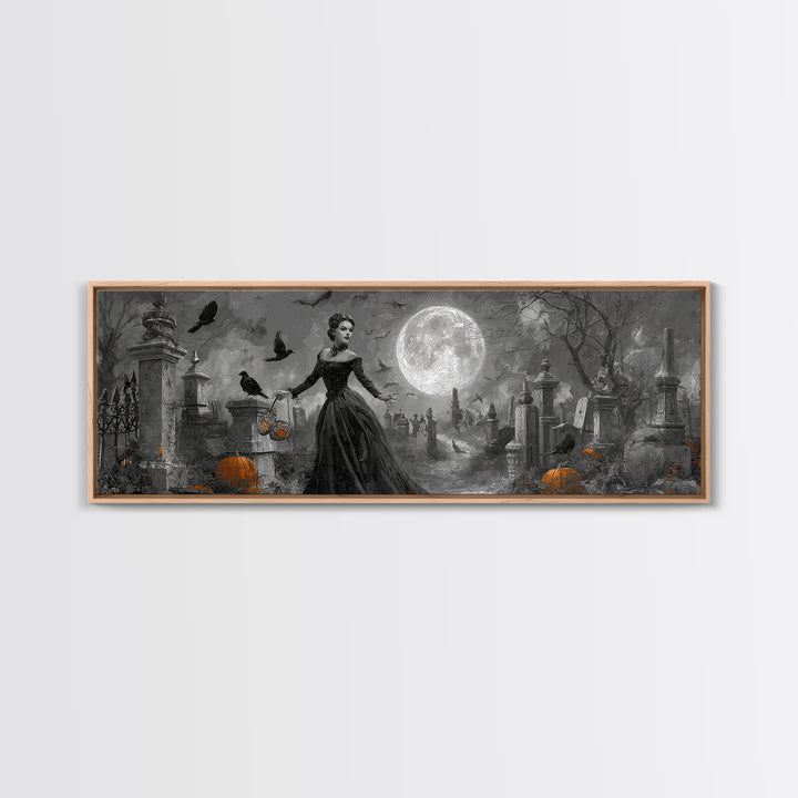 1950s Halloween Nostalgia, Extra Wide Wall Art, Spooky Home Decor, Canvas Print, Halloween Wall Decor, Gothic Home Decor, Spooky Wall Decor