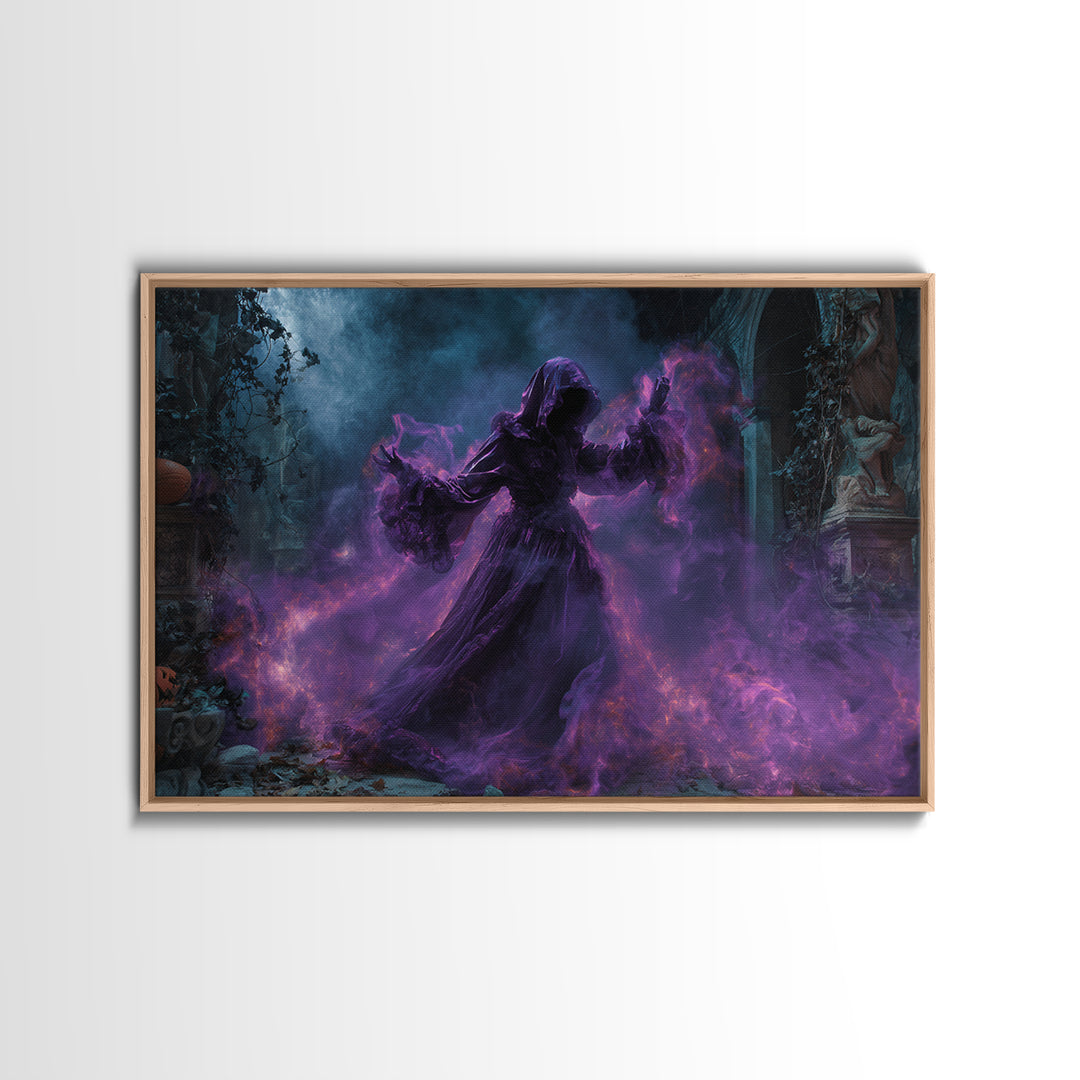 1980s Neon Horror, Landscape Wall Art, Dark Fantasy Wall Art, Canvas Print, Halloween Wall Decor, Gothic Home Decor, Macabre Wall Art