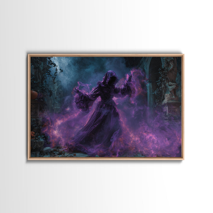 1980s Neon Horror, Landscape Wall Art, Dark Fantasy Wall Art, Canvas Print, Halloween Wall Decor, Gothic Home Decor, Macabre Wall Art