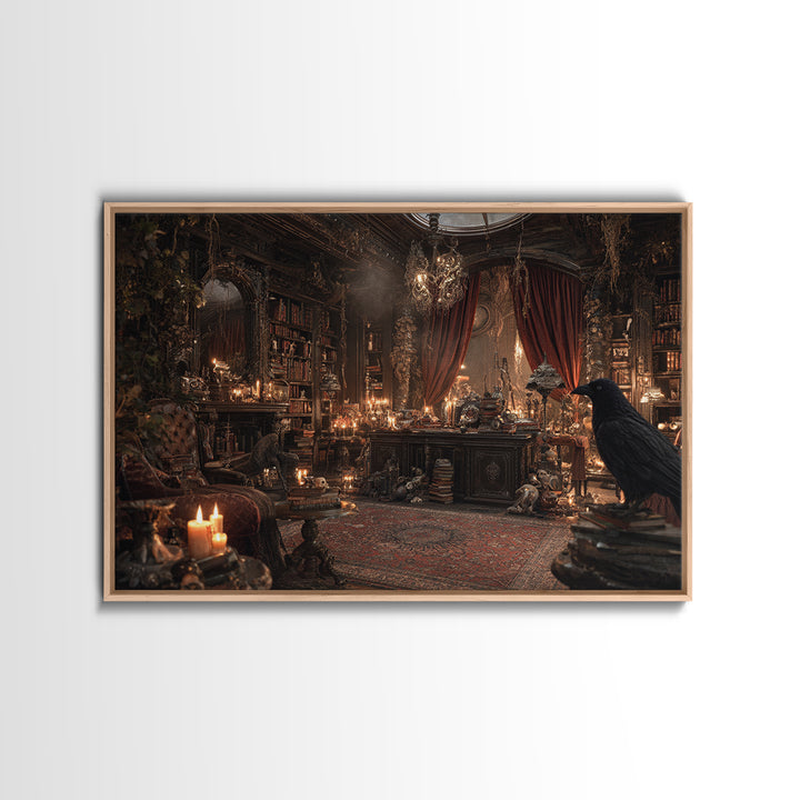 Dark Academia Halloween, Landscape Wall Art, Haunted Gothic Art, Framed Canvas Print, Halloween Wall Decor, Gothic Home Decor