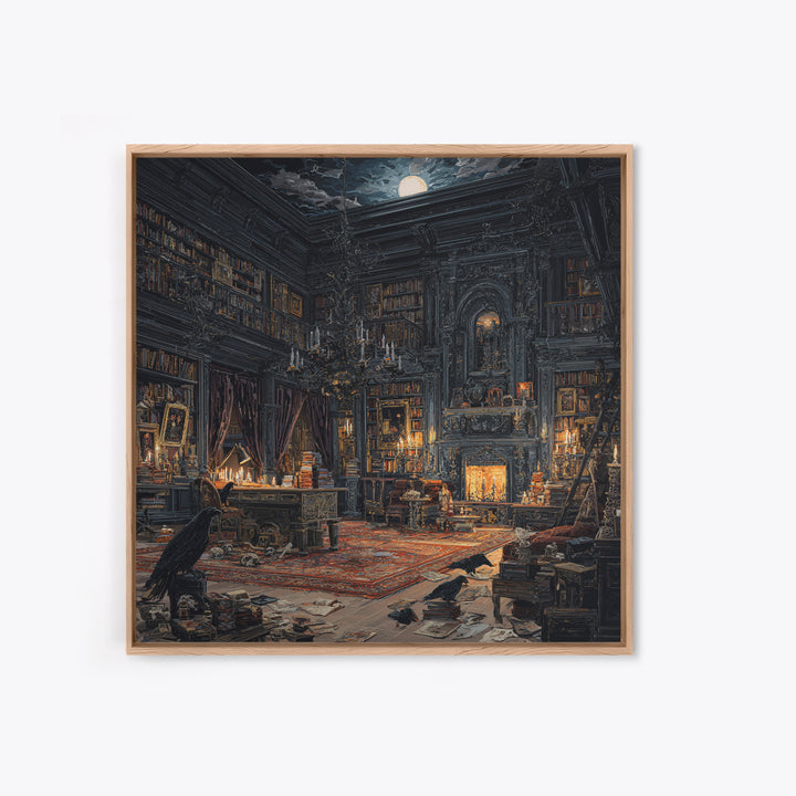 Dark Academia Halloween, Square Wall Art, Dark Halloween Decor, Canvas Print, Halloween Wall Decor, Gothic Home Decor, Statement Wall Art
