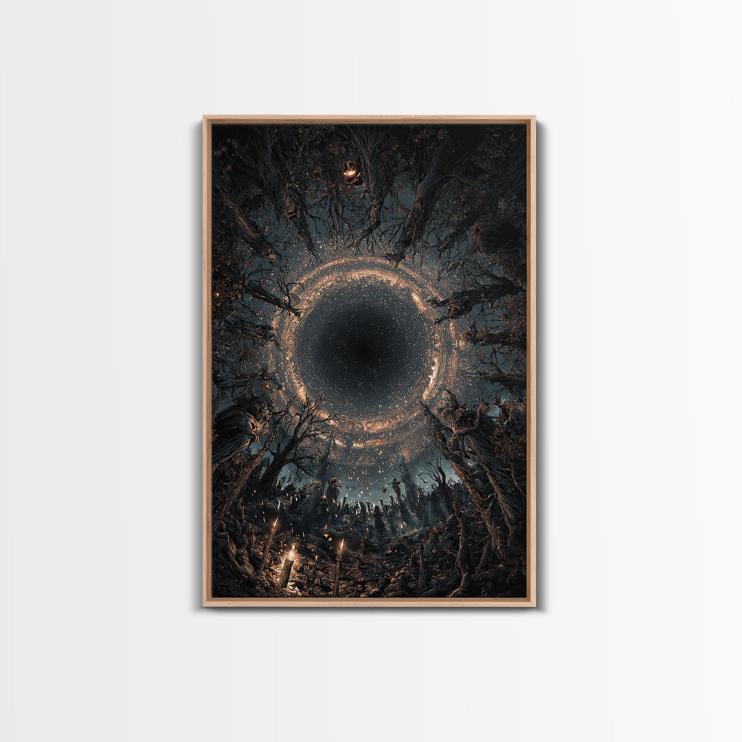 Celestial Witchcraft, Vertical Wall Art, Haunted Gothic Art, Framed Canvas Print, Halloween Wall Decor, Gothic Home Decor, Horror Wall Art