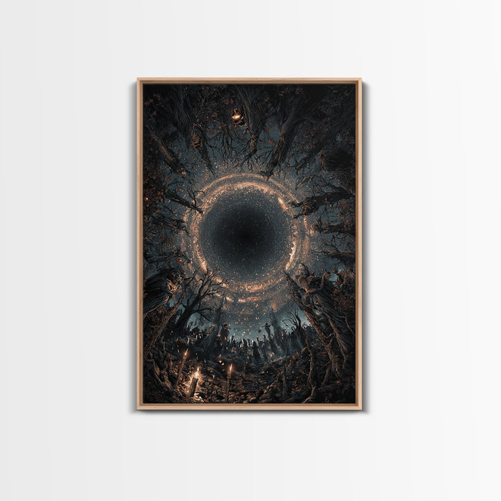 Celestial Witchcraft, Vertical Wall Art, Haunted Gothic Art, Framed Canvas Print, Halloween Wall Decor, Gothic Home Decor, Horror Wall Art