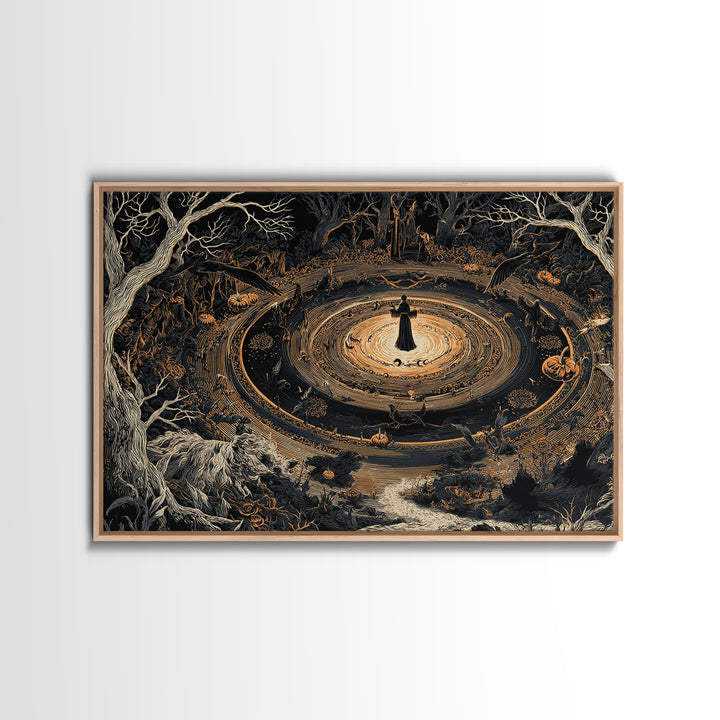 Celestial Witchcraft, Landscape Wall Art, Macabre Wall Art, Framed Canvas Print, Halloween Wall Decor, Gothic Home Decor, Halloween Decor