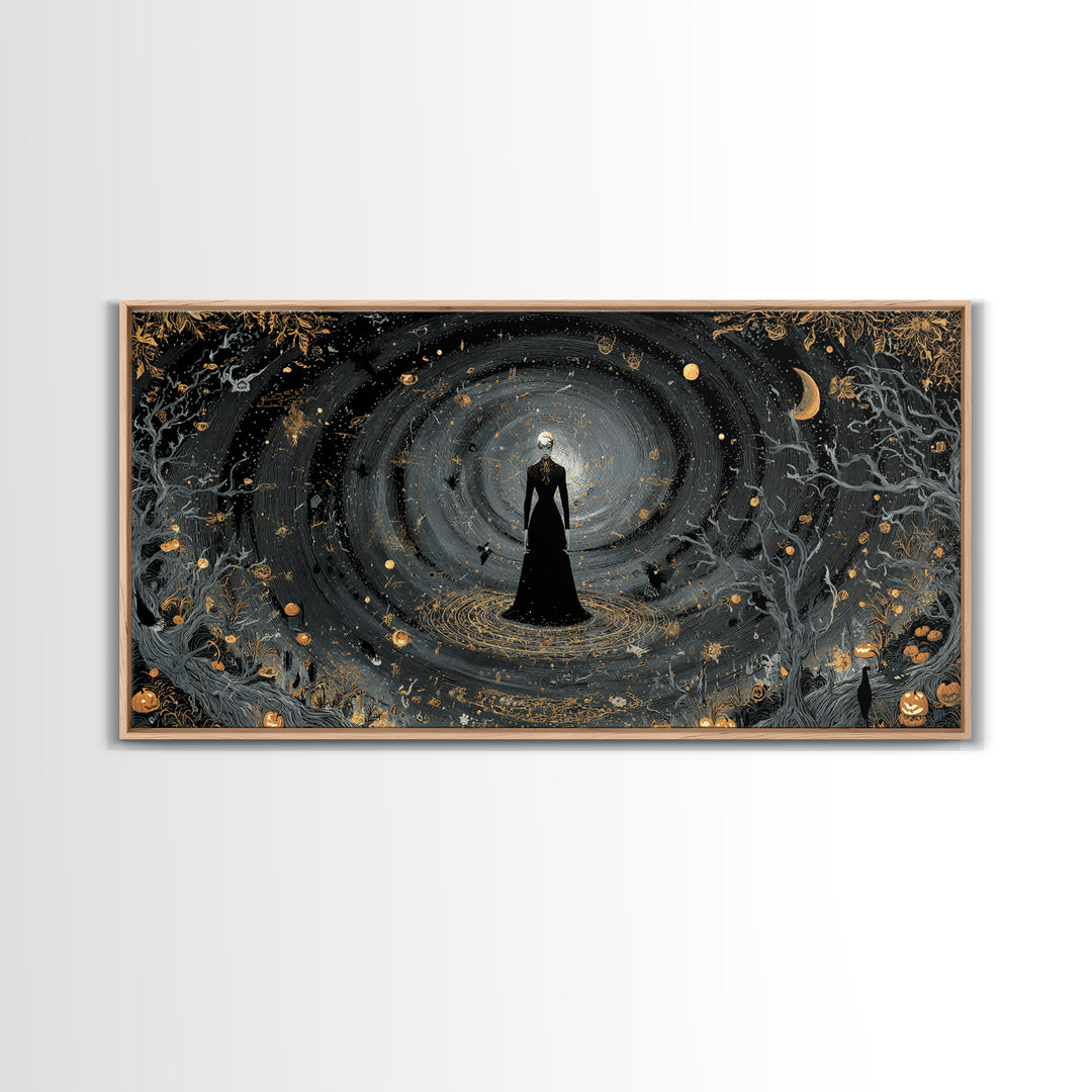 Celestial Witchcraft, Wide Panoramic Art, Dark Halloween Decor, Canvas Print, Halloween Wall Decor, Gothic Home Decor, Halloween Wall Art