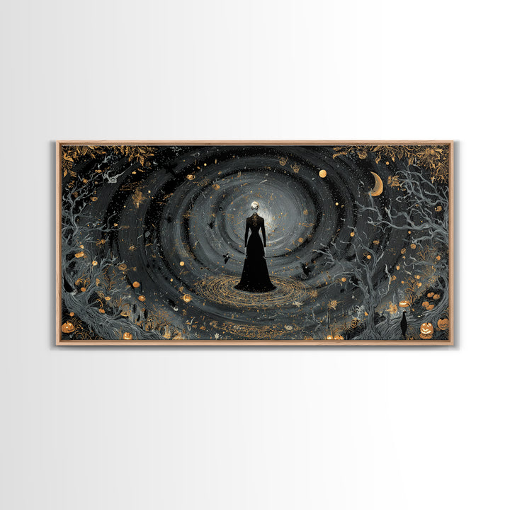 Celestial Witchcraft, Wide Panoramic Art, Dark Halloween Decor, Canvas Print, Halloween Wall Decor, Gothic Home Decor, Halloween Wall Art