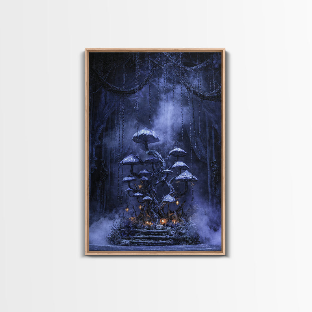 Enchanted Woodland Halloween, Vertical Wall Art, Dark Fantasy Wall Art, Canvas Print, Halloween Wall Decor, Gothic Home Decor