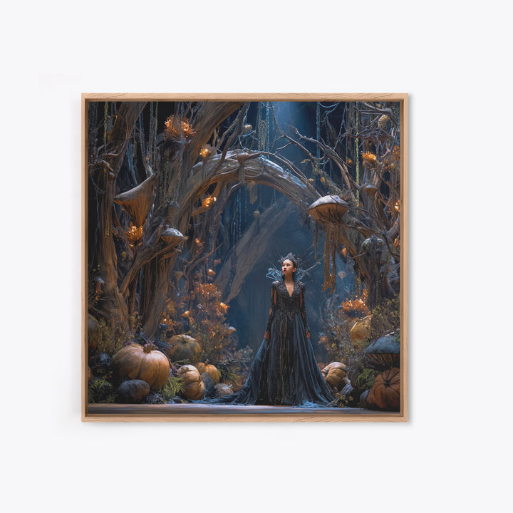 Enchanted Woodland Halloween, Square Wall Art, Dark Halloween Decor, Canvas Print, Halloween Wall Decor, Gothic Home Decor