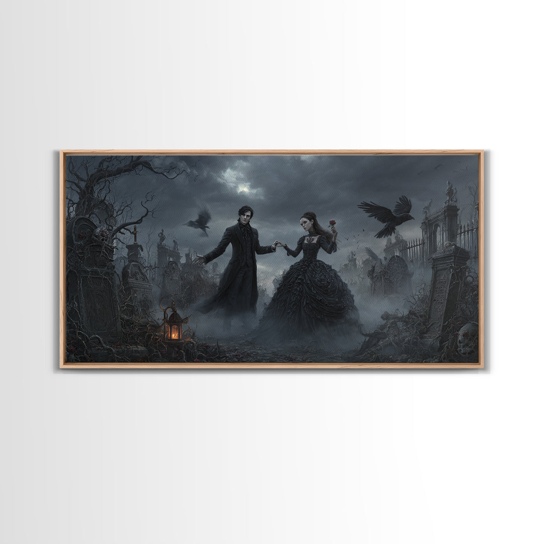 Gothic Romance, Wide Panoramic Art, Dark Halloween Decor, Canvas Print, Halloween Wall Decor, Gothic Home Decor, Seasonal Home Decor
