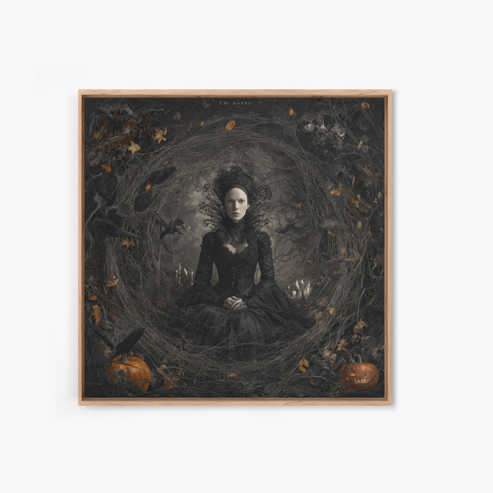 Black Lace And Cobwebs, Square Wall Art, Gothic Horror Wall Art, Framed Canvas Print, Halloween Wall Decor, Gothic Home Decor