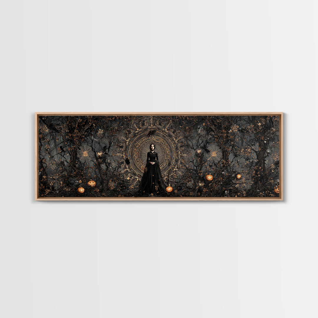 Black Lace And Cobwebs, Extra Wide Wall Art, Spooky Home Decor, Canvas Print, Halloween Wall Decor, Gothic Home Decor, Seasonal Home Decor