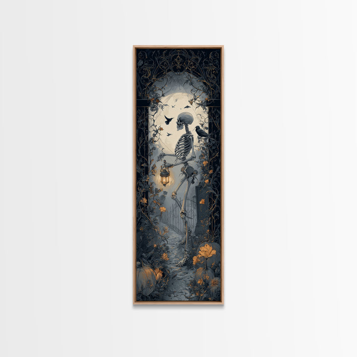 Skeletal Botanicals, Tall Narrow Wall Art, Dark Halloween Decor, Canvas Print, Halloween Wall Decor, Gothic Home Decor, Dark Fantasy Art