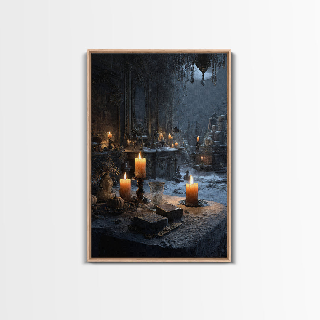 Frozen Halloween, Vertical Wall Art, Gothic Horror Wall Art, Framed Canvas Print, Halloween Wall Decor, Gothic Home Decor, Macabre Wall Art
