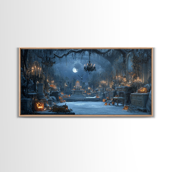 Frozen Halloween, Wide Panoramic Art, Spooky Home Decor, Canvas Print, Halloween Wall Decor, Gothic Home Decor, Macabre Wall Art
