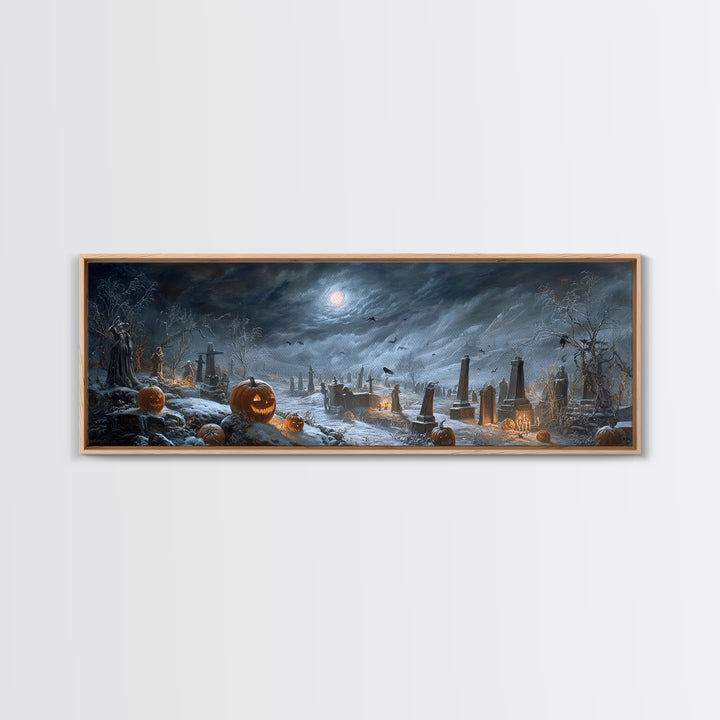 Frozen Halloween, Extra Wide Wall Art, Macabre Wall Art, Framed Canvas Print, Halloween Wall Decor, Gothic Home Decor, Halloween Wall Art