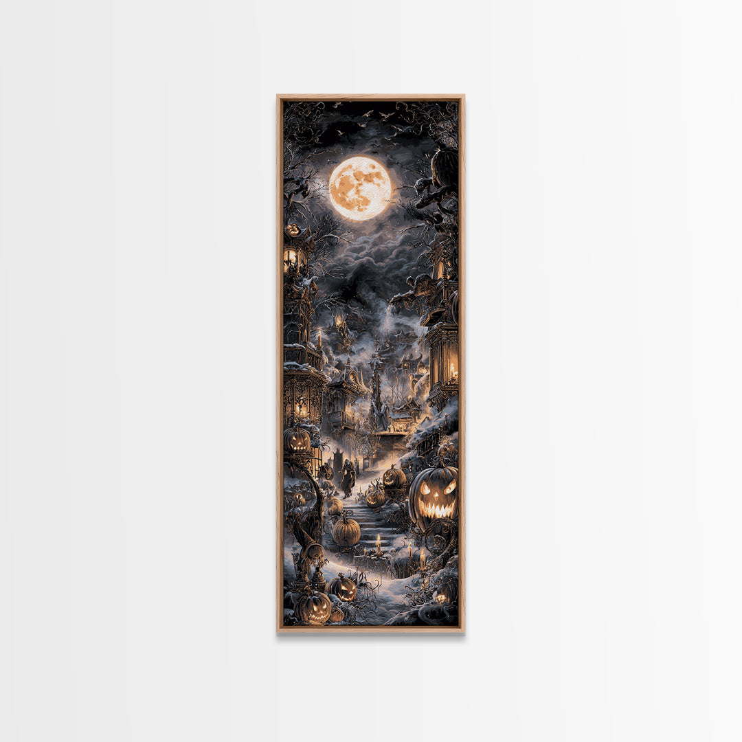 Frozen Halloween, Tall Narrow Wall Art, Spooky Home Decor, Canvas Print, Halloween Wall Decor, Gothic Home Decor, Halloween Wall Art