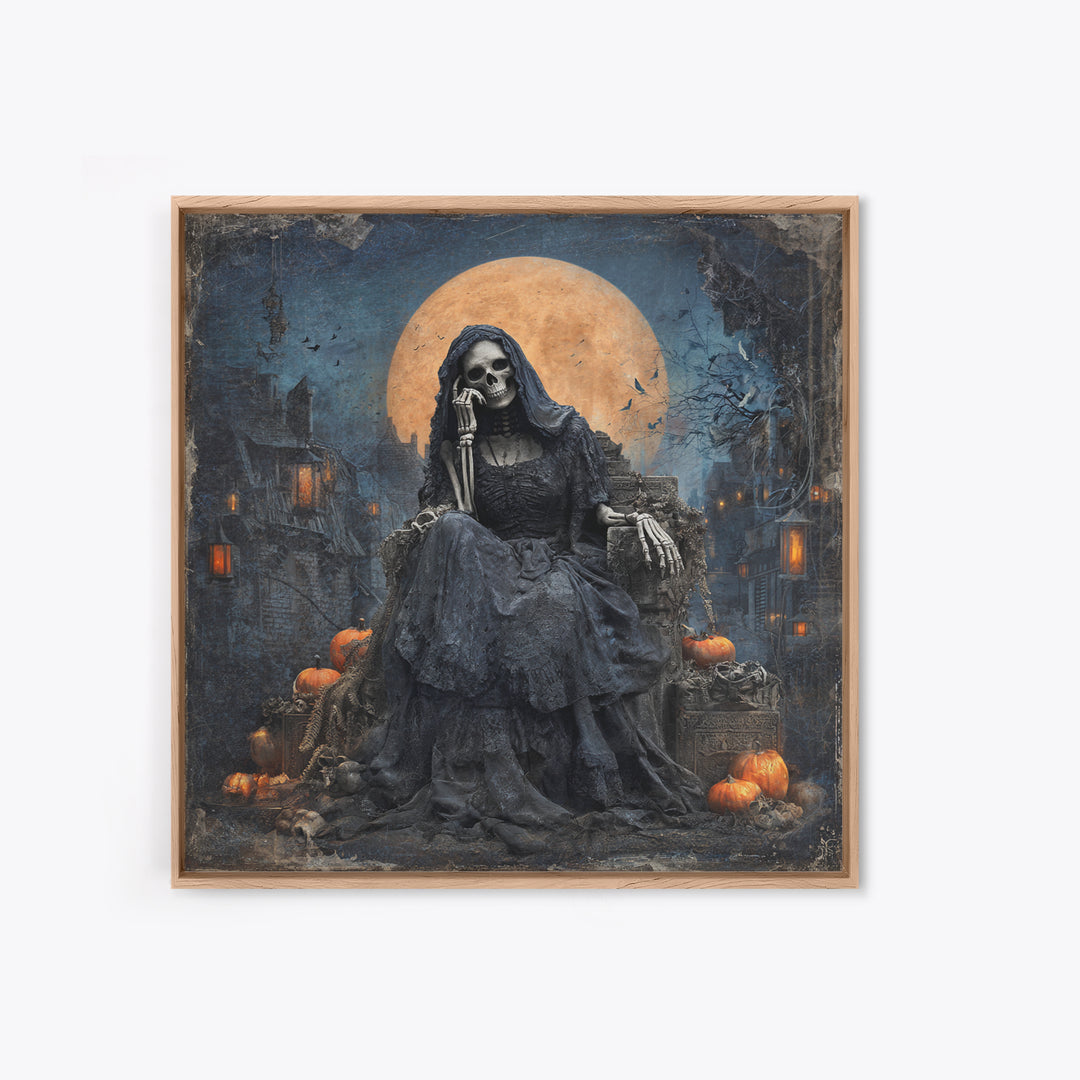 The Necromancer Queen, Square Wall Art, Spooky Home Decor, Canvas Print, Halloween Wall Decor, Gothic Home Decor, Dark Fantasy Art