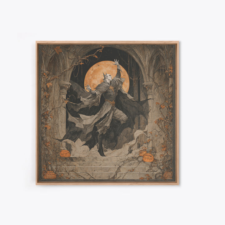 The Bat Prince, Square Wall Art, Macabre Wall Art, Framed Canvas Print, Halloween Wall Decor, Gothic Home Decor, Statement Wall Art