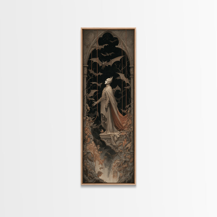The Bat Prince, Tall Narrow Wall Art, Dark Halloween Decor, Canvas Print, Halloween Wall Decor, Gothic Home Decor, Collectible Wall Decor