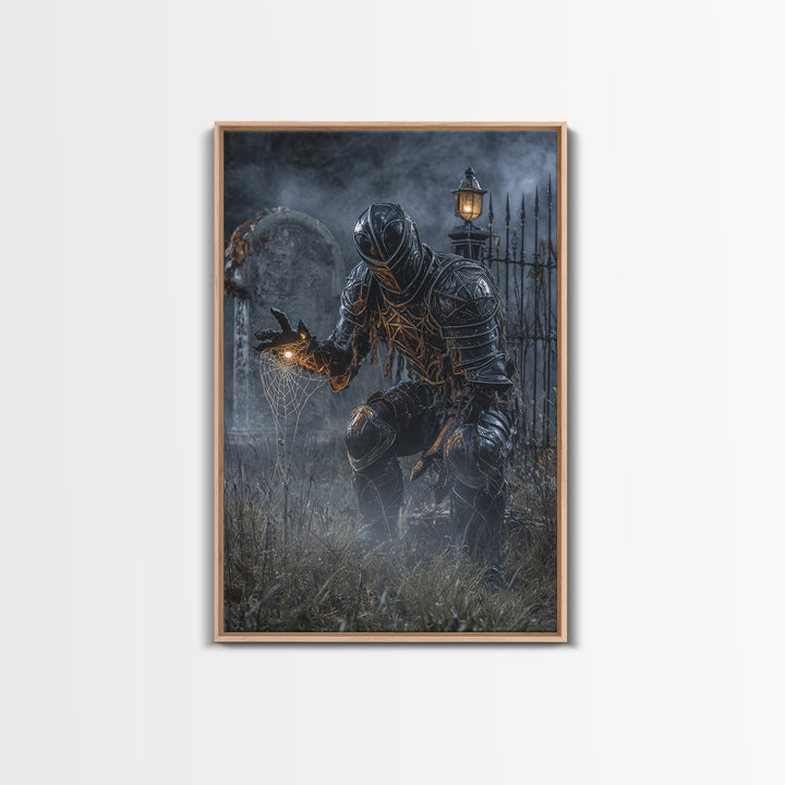 The Spider Knight, Vertical Wall Art, Spooky Home Decor, Canvas Print, Halloween Wall Decor, Gothic Home Decor, Halloween Wall Art