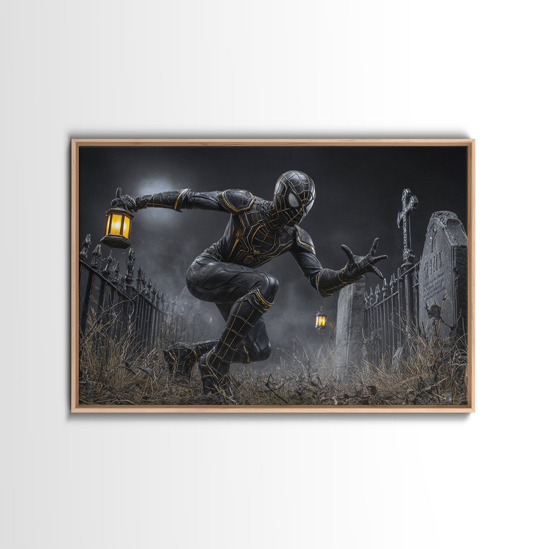 The Spider Knight, Landscape Wall Art, Haunted Gothic Art, Framed Canvas Print, Halloween Wall Decor, Gothic Home Decor, Horror Wall Art