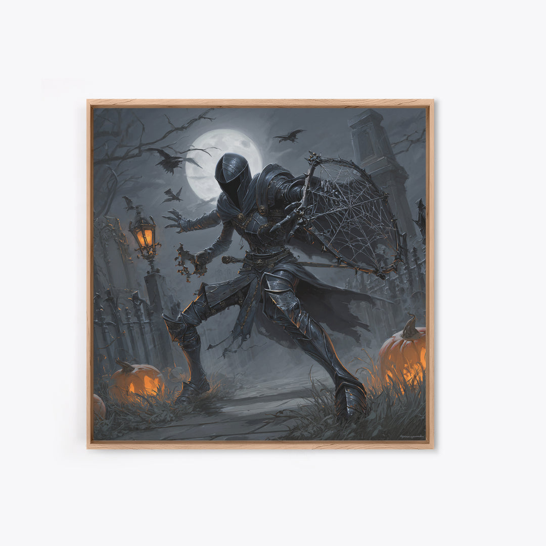 The Spider Knight, Square Wall Art, Macabre Wall Art, Framed Canvas Print, Halloween Wall Decor, Gothic Home Decor, Horror Wall Art