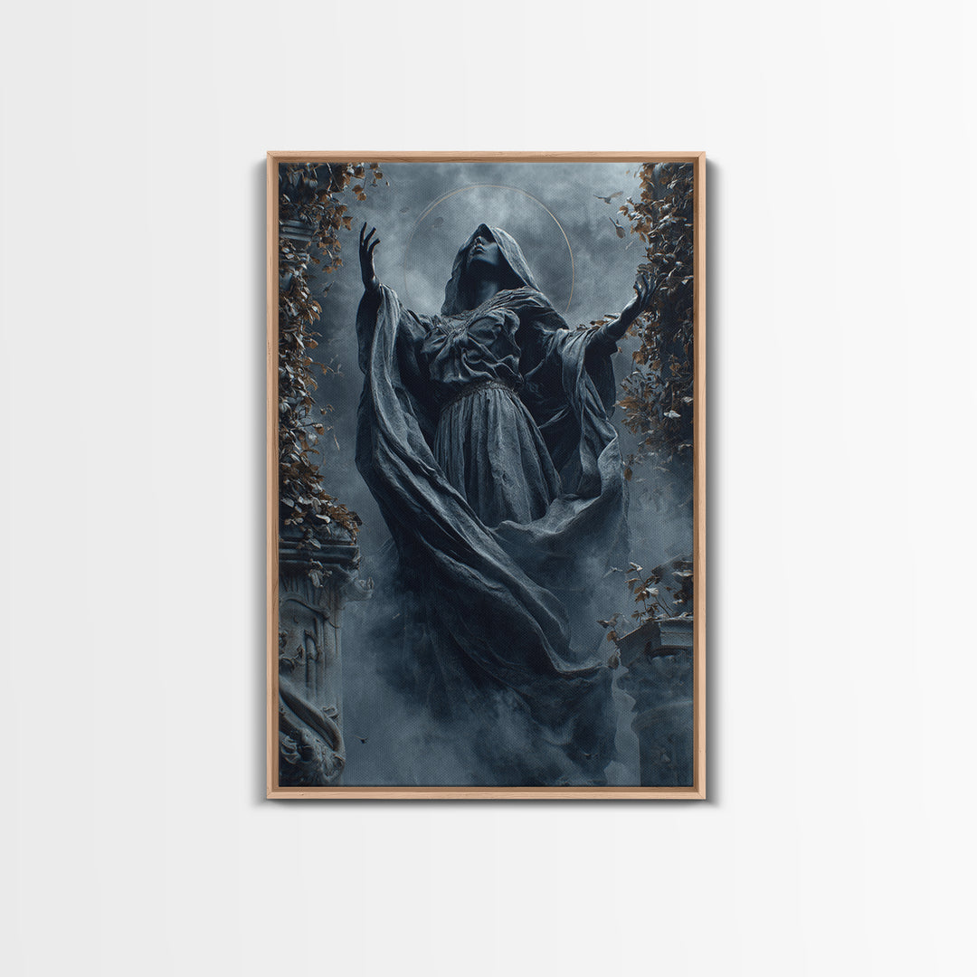 The Moon Priestess, Vertical Wall Art, Dark Fantasy Wall Art, Canvas Print, Halloween Wall Decor, Gothic Home Decor, Spooky Wall Decor