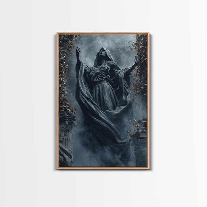 The Moon Priestess, Vertical Wall Art, Dark Fantasy Wall Art, Canvas Print, Halloween Wall Decor, Gothic Home Decor, Spooky Wall Decor