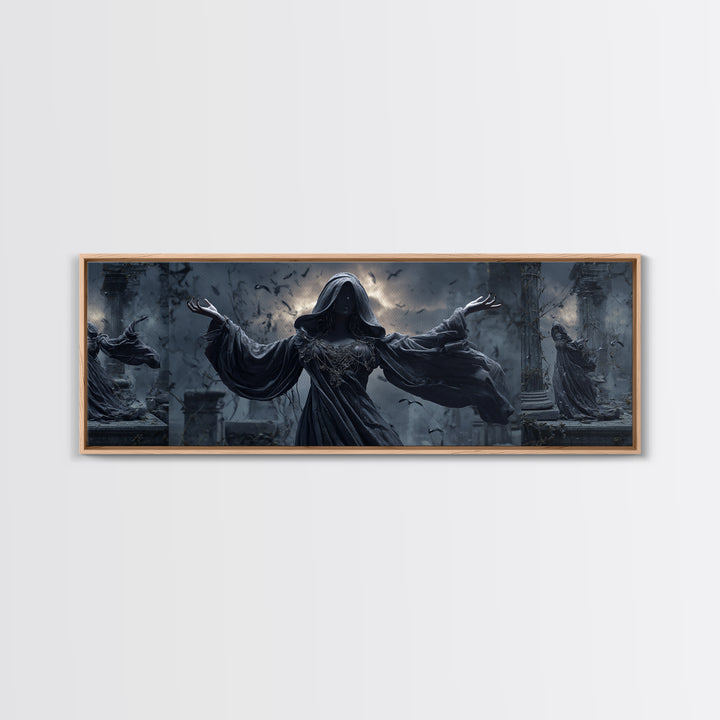 The Moon Priestess, Extra Wide Wall Art, Dark Halloween Decor, Canvas Print, Halloween Wall Decor, Gothic Home Decor, Dark Fantasy Art