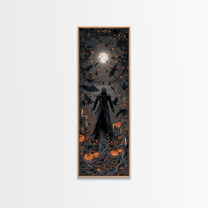 The Crow-Masked Assassin, Tall Narrow Wall Art, Spooky Home Decor, Canvas Print, Halloween Wall Decor, Gothic Home Decor, Macabre Wall Art