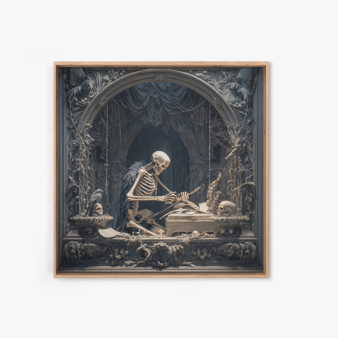 The Bone Sculptor, Square Wall Art, Dark Fantasy Wall Art, Canvas Print, Halloween Wall Decor, Gothic Home Decor, Collectible Wall Decor