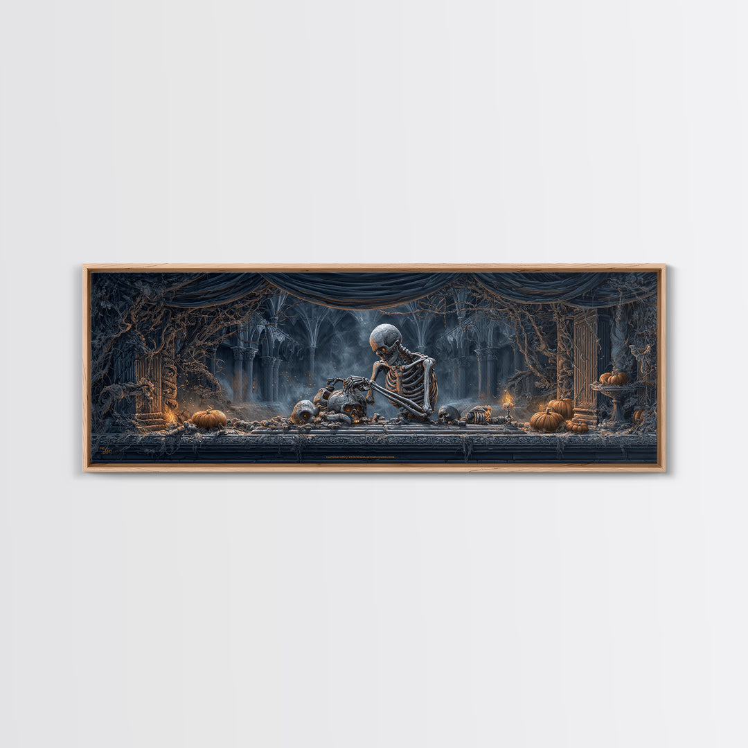 The Bone Sculptor, Extra Wide Wall Art, Dark Halloween Decor, Canvas Print, Halloween Wall Decor, Gothic Home Decor, Collectible Wall Decor